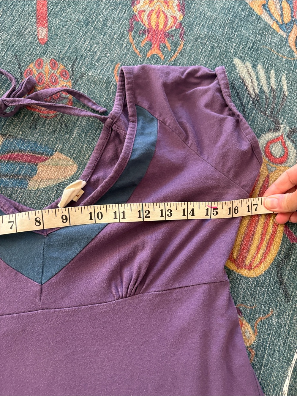 Vintage Synergy Organic appliqué cotton dress ocean 🌊 waves L runs small - Picture 6 of 8
